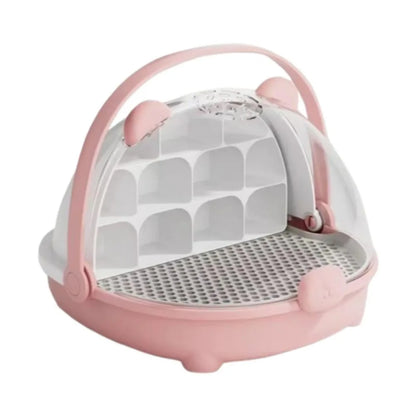 Breathable Hole Silkworm Breeding Box Folable Handle Plastic Insect Habitat Cage Visible Door Silkworm Observation Cabin Student
