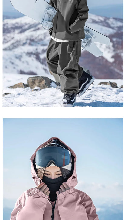John snow 2024 New Male female couple Single and double board Ski suit set Loose type waterproof keep warm Ski pants ski jackets