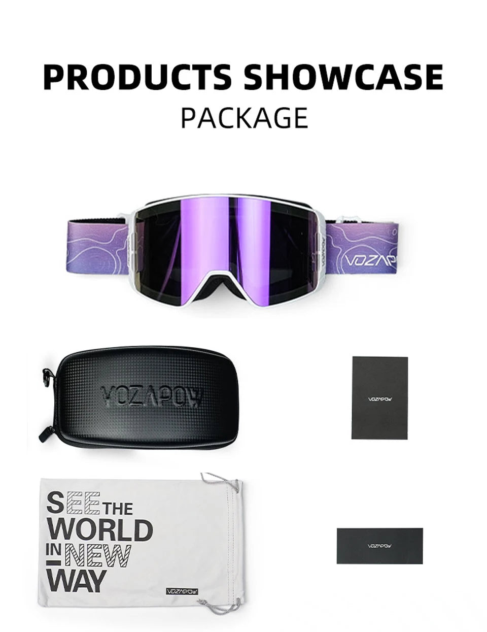 Vozapow Ski Goggles Magnetic Double Layer Anti Fog Professional Skiing Mask Men Women Super View Snowboard UV400 Snow Sunglasses