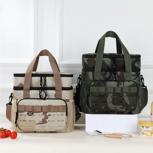 Camouflage Large-Capacity Tactical Thermal Cooler Lunch Bag Outdoor Insulated Leakproof Insulated Durable Portable Ice Pack