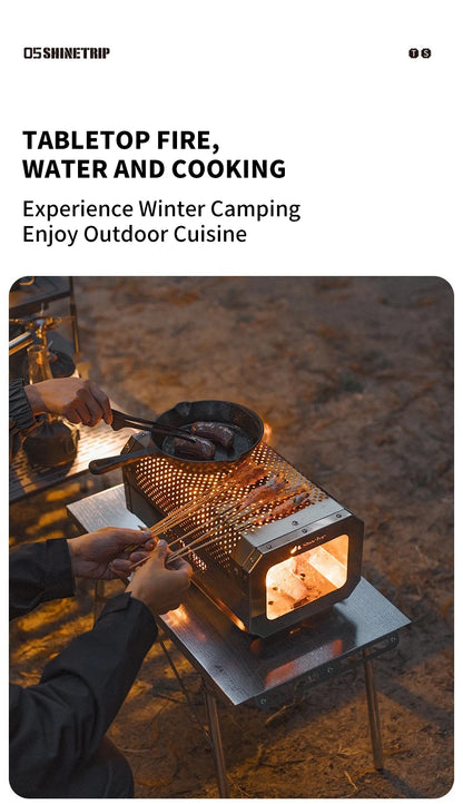 ShineTrip Camping Portable Stainless Steel Folding Table BBQ Heat Resistant Table Outdoor Honeycomb Tabletop Incinerator