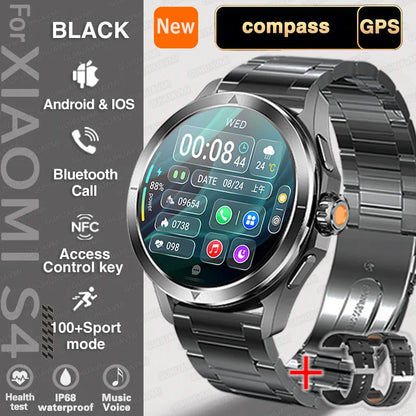 New For Xiaomi S4 Ultra Outdoor Sport Men HD AMOLED Display GPS Track Altimeter Heart Rate Bluetooth Call Waterproof Smart Watch