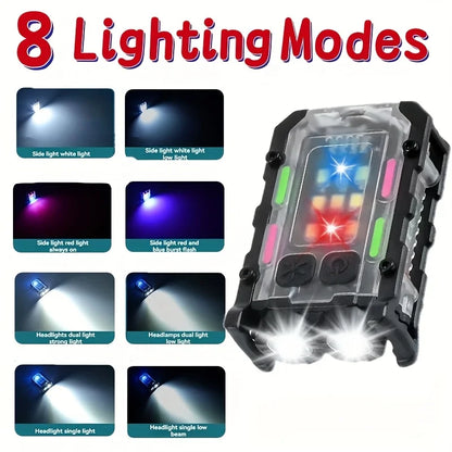 Rechargeable LED Flashlight with Clip, Magnetic Keychain Work Light， 8 Modes Lantern for Camping, Outdoors and Home Emergency