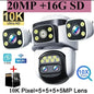 20MP 10X Optical Zoom WiFi6 Outdoor Security Cam Four Lens Three Screens Auto Tracking 6K Dual Len Waterproof WiFi CCTV Cam 10K
