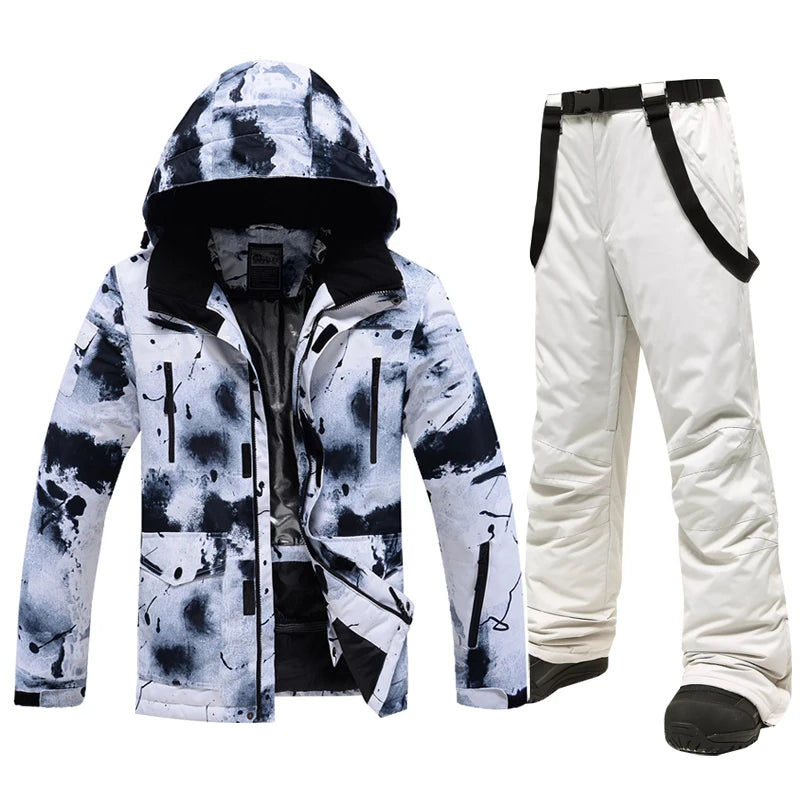 Winter -30 Degree Ski Suit For Men Windproof Waterproof Thick Warm Skiing Jacket Snow Pants Outdoor Male Snowboarding Clothing