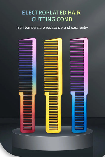 Professional Electroplated Clipper Comb 3 Colors Barber Comb Stylist Styling Tool Accessories Salon Anti-static Hair Cut Comb