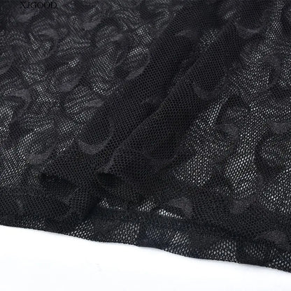 Sexy Streetwear Me See-tough Long Sve Set Pure Color round Ne Fitted Sle for Young Women 8-35 Summer Collection