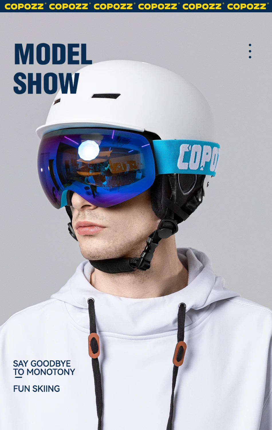 Frameless Anti-Fog Ski Goggles Night Lens Box Set 100% UV400 Protection Ski Snowboard Anti-Slip Strap Snow Goggles for Men Women