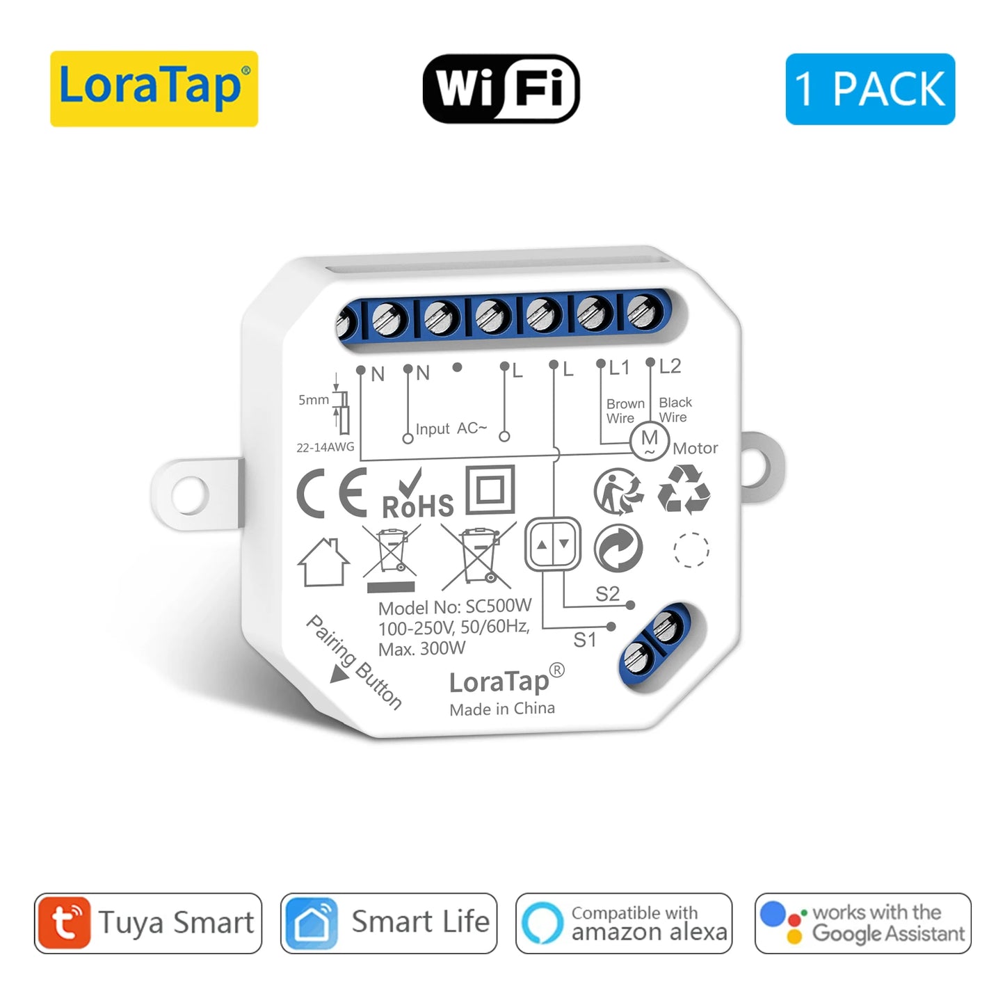 LoraTap Tuya Smart Life Roller Shutter Blinds Switch Relay Module Percentage Timer Remote Control Google Assistant Alexa