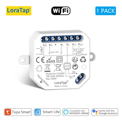LoraTap Tuya Smart Life Roller Shutter Blinds Switch Relay Module Percentage Timer Remote Control Google Assistant Alexa