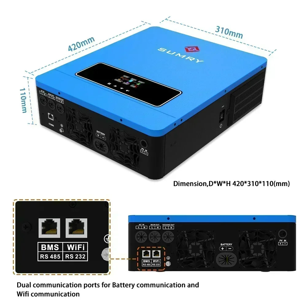 SUMRY 3.6kw ON/off gird solar inverter 24V 120V Pure Sine Wave MPPT Solar Charger hybrid solar inverter