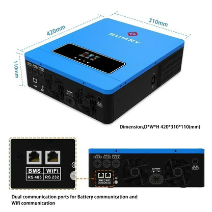 SUMRY 3.6kw ON/off gird solar inverter 24V 120V Pure Sine Wave MPPT Solar Charger hybrid solar inverter