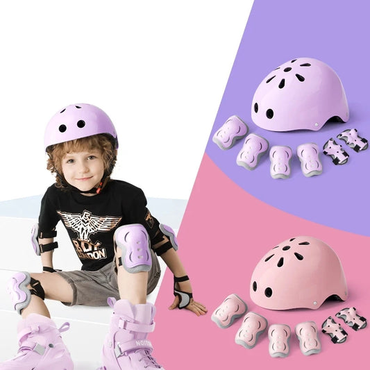 2-14 years Old Bike Helmet Set Skateboard Knee Pads Protective Gear Set Kids Wrist Guards Sport Cycling Roller Skating Scoote