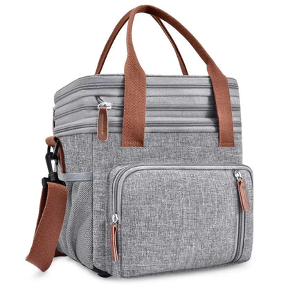 Fashion Double Layer Insulation Bento Lunch Bag Portable Large Capacity Picnic Cooler Ice Pack Waterproof Food Thermal Lunch Box