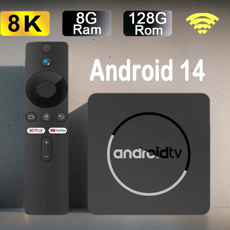 Q10 Android14 8K HDR10+ Smart TV Box Allwinner H313 128G Dual Wifi BT5.0 Set Top Box Media Player with Google Voice AssistantStreaming & Home Media PlayersGoWisse.com