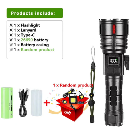 20000000LM Most Powerful Flashlights Super Bright White Laser Torch Waterproof Hand Lamp Magnetic With Tail Knife Lantern