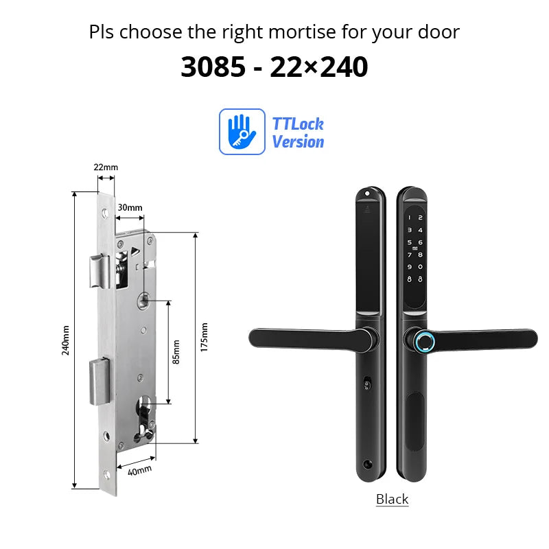 Waterproof TTLock Outdoor Gate Fingerprint Bluetooth APP RFID Code Keyless Electronic Smart Door Lock for Glass Aluminum Sliding