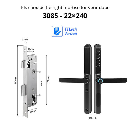 Waterproof TTLock Outdoor Gate Fingerprint Bluetooth APP RFID Code Keyless Electronic Smart Door Lock for Glass Aluminum Sliding