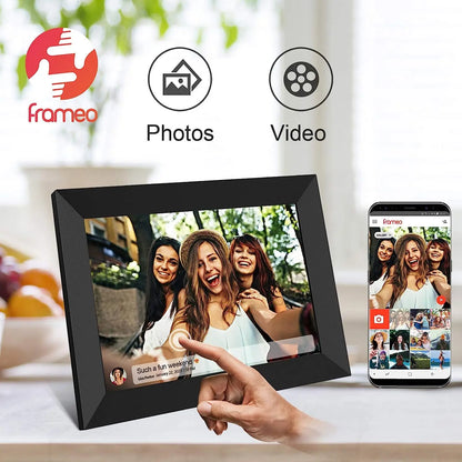 32GB FRAMEO 10.1 Inch Smart WiFi Digital Photo Frame 1280x800 IPS LCD Touch Screen,Best Christmas gift for friends and family