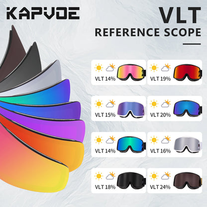 KAPVOE Sale OTG Photochromic Ski Snowboard Goggles Women Men Outdoor Sports Skiing Eyewear UV 400 Winter Snow Protection Glasses