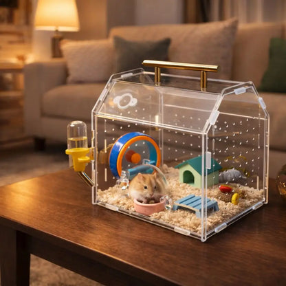 Acrylic Reptile Breeding Box with Handle Ventilated Spider Enclosure Magnetic Snap Closure Escape-Proof Hermit Crab Habitat