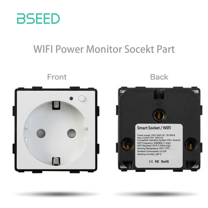 BSEED EU Standard Wifi Socket Smart Plug Function Part Only Power Monitor Timing Smart Home Alexa Voice Control  Bule Backlight