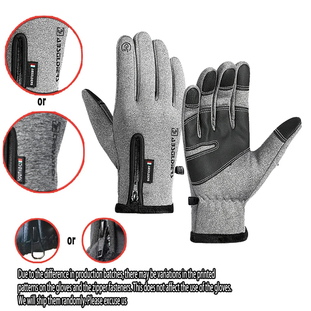 Winter Warm Touch Screen Gloves Outdoor Windproof Waterproof Cold-proof Gloves Men Driving Cycling Fishing Ski Gloves