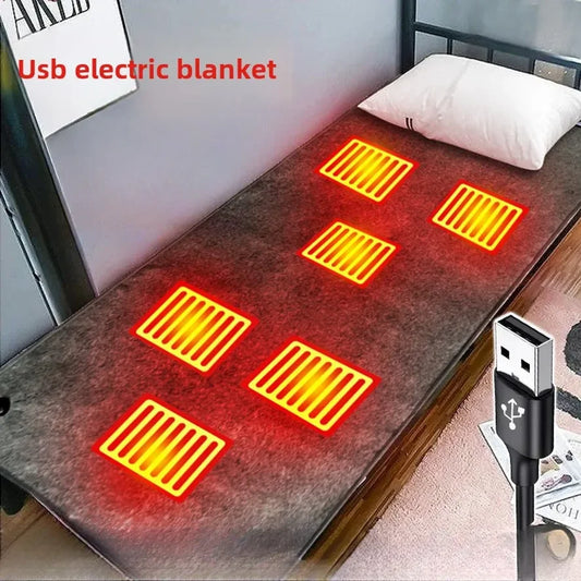 160*80cm 10W DC Heated Mat Plush Electric Blanket Single Mattress USB Type-C Interface Portable Washable Office Bedroom Outdoor