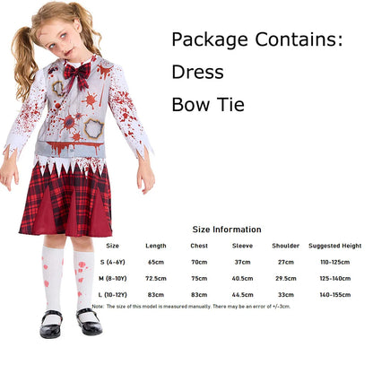 Girls Zombie School Costume Uniform Child Vampire Costume Outfits Scary Halloween Costume for Kids Zombie School Boy Outfits