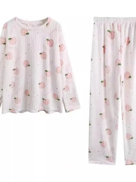 Adorable Sweet Coral Fce Thiened Autumn Winter Spwear Women's Casual Home Clothes Set Long Pants Comfortable Leisure ...