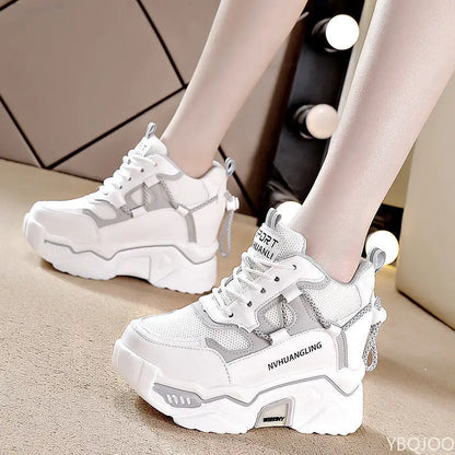 Small Size Spring Autumn Fashionable Thick Sole Height Increasing Women's Shoes Versatile Casual and Comfortable Dad Shoes
