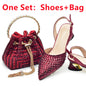 New Fashion Gold Color Shoes and Bags To Match Set Nigeria Party Women's Wedding Bag and Shoe Set Decorated with Rhinestone