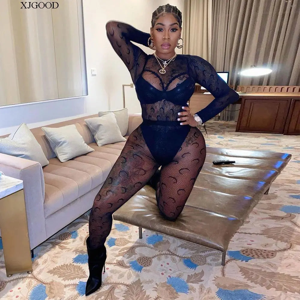 Sexy Streetwear Me See-tough Long Sve Set Pure Color round Ne Fitted Sle for Young Women 8-35 Summer Collection