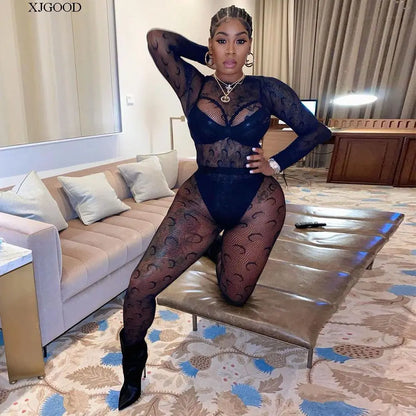 Sexy Streetwear Me See-tough Long Sve Set Pure Color round Ne Fitted Sle for Young Women 8-35 Summer Collection