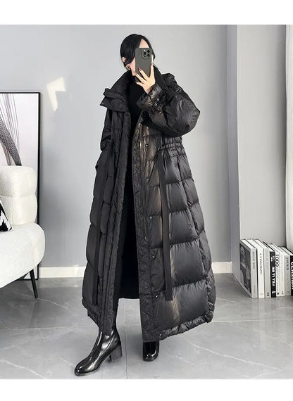 2025 New Women's Winter Black Down Jacket Women's Hooded White Duck Down Coat Windbreak Women Thicken Parker Overcoat