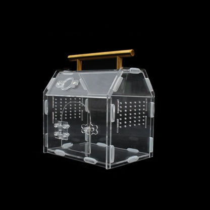 Acrylic Reptile Breeding Box with Handle Ventilated Spider Enclosure Magnetic Snap Closure Escape-Proof Hermit Crab Habitat