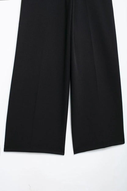 TRAFZA 2024 New Women Casual Black Trousers Suits Sports Short Jacket + Female Vinatge Black White Patchwork Baggy Pants Street