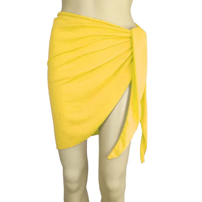 Summer Solid Bikini Cover Ups Shorts Pareo Wraps Sarong Skirt Swimsuit Beachwear Women Beach Skirts Swimwear Half Wrapped Skirt