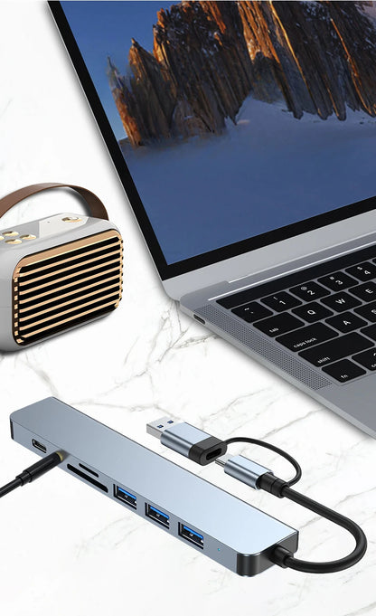 USB HUB with detachable card reader, USB C port, USB 3.0 / 2.0, SD/TF detachable card reader, docking station, accessories