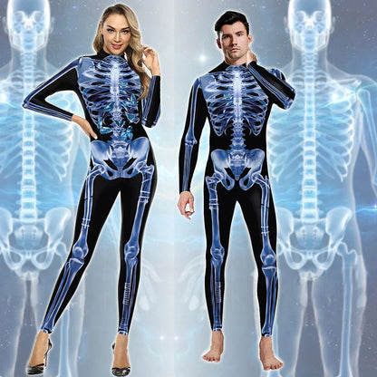 Women's Halloween Horror Role Bloodstained Jumpsuit Scary Cosplay Costume Bodysuit Uniform for Party