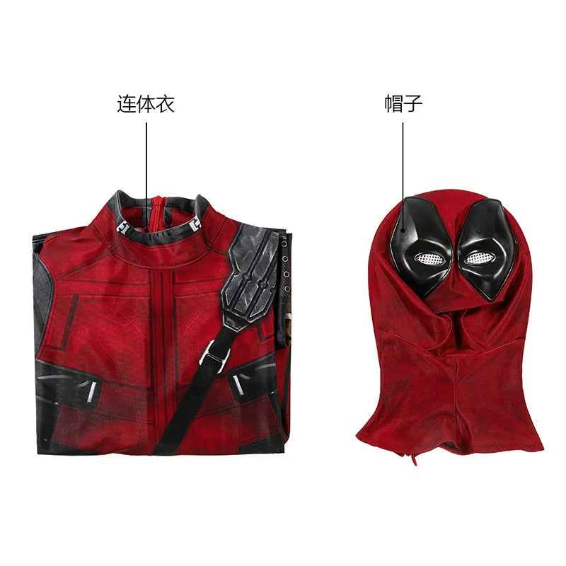 Superhero Deadpool Costume Kids New Deadpooling 3 Cosplay Cosutme Deadpool3 Full Children Costume Bodysuit Halloween Jumpsuit