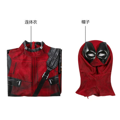 Superhero Deadpool Costume Kids New Deadpooling 3 Cosplay Cosutme Deadpool3 Full Children Costume Bodysuit Halloween Jumpsuit