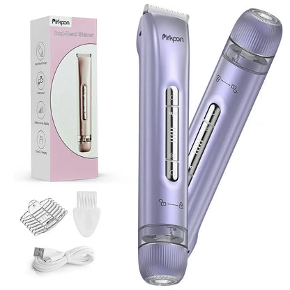 PIRKPON Rechargeable Dual-Head Shaver Women Hair Remover IPX7 Waterproof Bikini Trimmer Painless Electric Razor for Underarm Leg