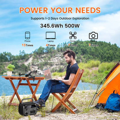 CTOLITY AP400 500W Solar Generator Portable Power Station 345Wh LiFePO4 Battery 110V 220V AC Output Home Camping Travel RVs