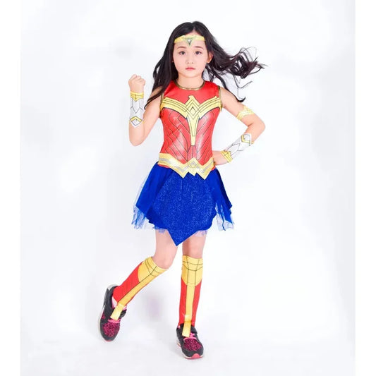 Child Wonder Girl cosplay fancy dress Supergirl women Halloween Purim party Amasia costume MN12