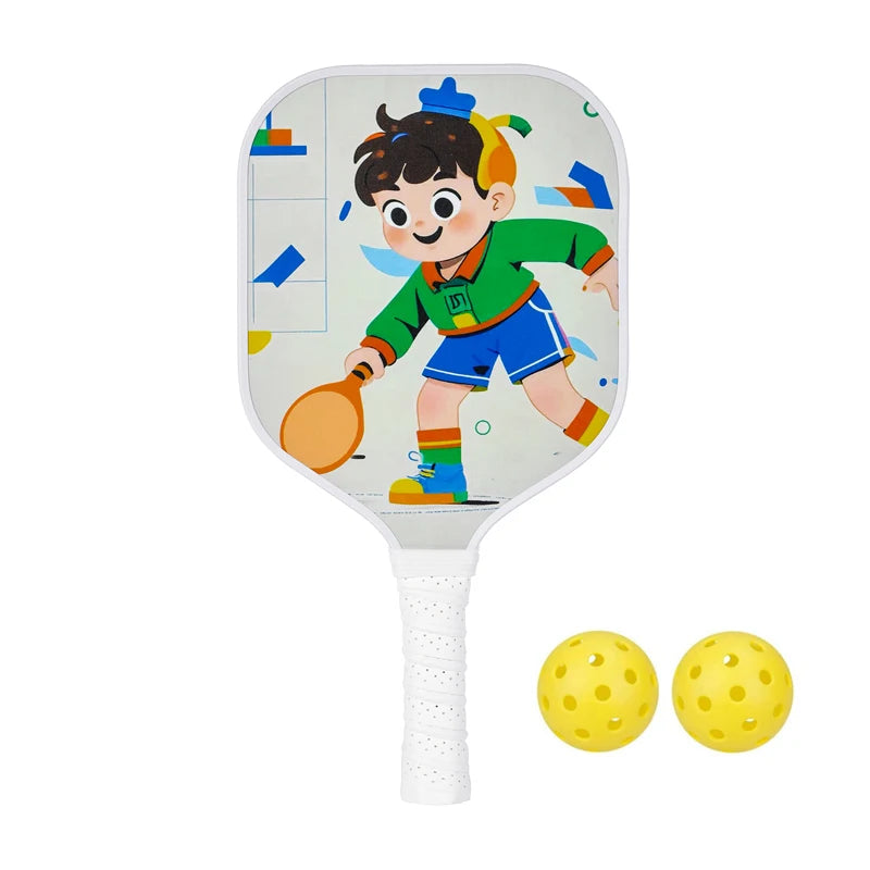 Kids Pickleball Paddles Cute with Small Grip Lightweight Pickleball Rackets Honeycomb Core Fiberglass Set for Children