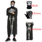 Halloween Scary Skeleton Ghost Cosplay Costume Masks Gloves Costume Suit Masquerade Carnival Horror Clothes for Adults Kids
