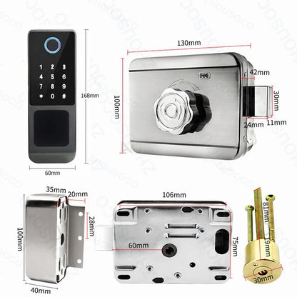 Tuya Wifi Waterproof Outdoor Smart Door Lock TTLock App Fingerprint Lock Card Code Remote Unlock Keyless Digital Electronic Lock