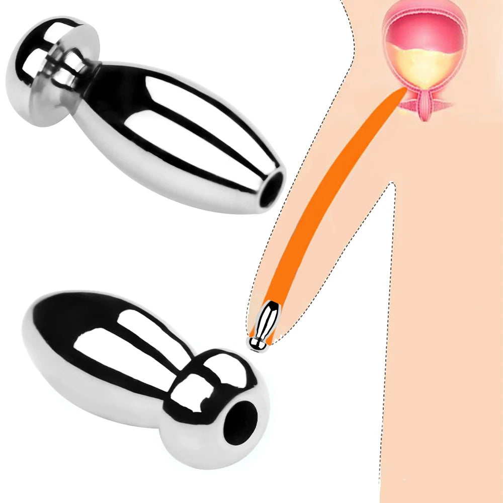 Spindle Smooth Stainless Steel Penis Penis Plug Dilator Cum Thru Cather Urethral Plug Dilator Sounds Cathe Hollow Tube