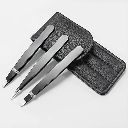 3pcs Premium Stainless Steel Eyebrow Tweezers Set  Precision Sharp Tip Tweezers for Body Ingrown and Facial Hair Removal